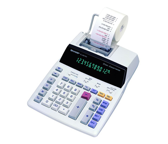 Sharp EL-2901PIII 12 Digits Display Color Print Calculator - White - Zoom Image