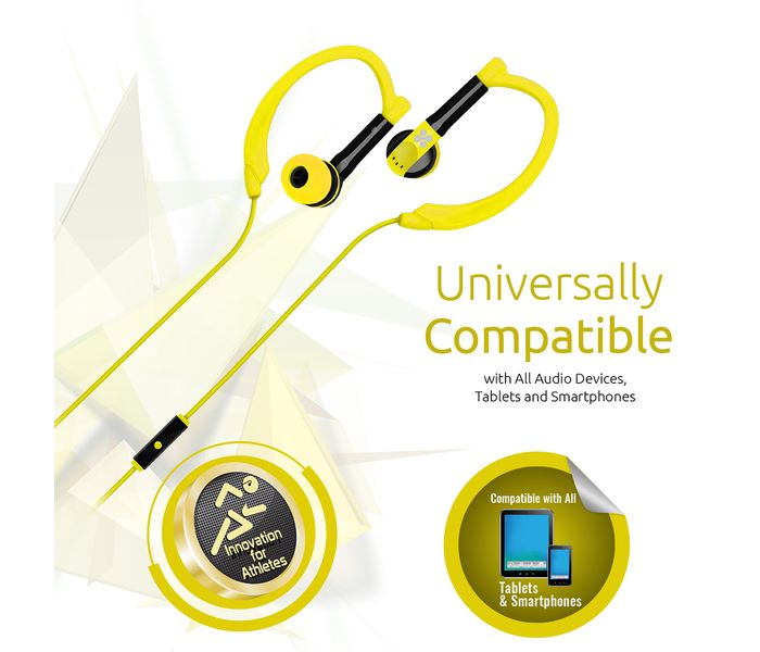 Promate Gaudy Universal Vibrant In Ear Sweatproof Gear Buds Headphones with Noise Cancelling, Yellow - Zoom Image 4