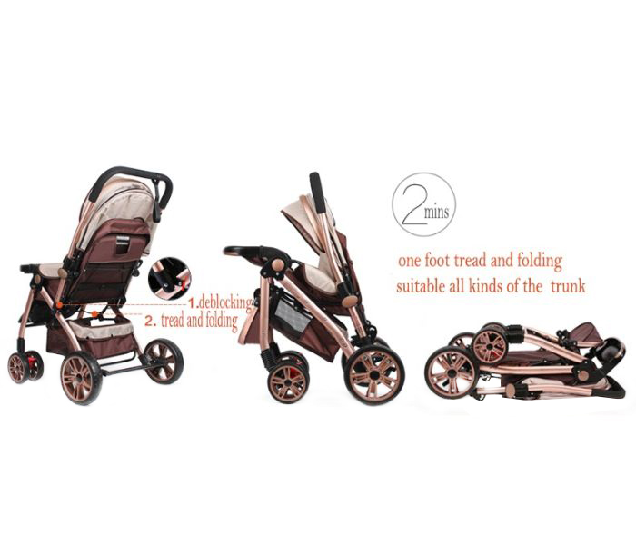 Foldable Anti shock Baby Stroller AR-135-2 Khaki - Zoom Image 5