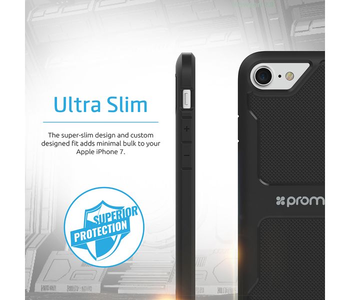 Promate Shield-i7 Easy Snap-On Impact Resistant Protective iPhone 7 Case Cover, Black - Zoom Image 2