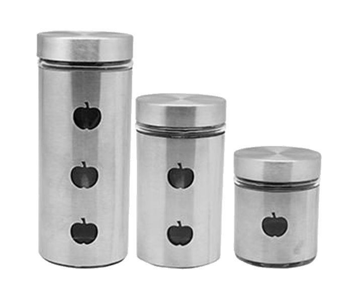 Royalford RF7279 3 Pieces Canister Set with Ovel Hole - Silver - Zoom Image