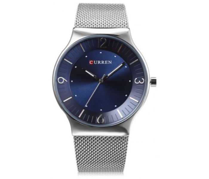 Curren 8304 Casual Quartz Watch For Men Silver and Blue - Zoom Image 3