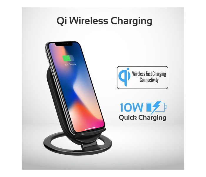 Promate AuraDock-3 Qi Wireless Charging Pad with Detachable Stand, Black - Zoom Image 2