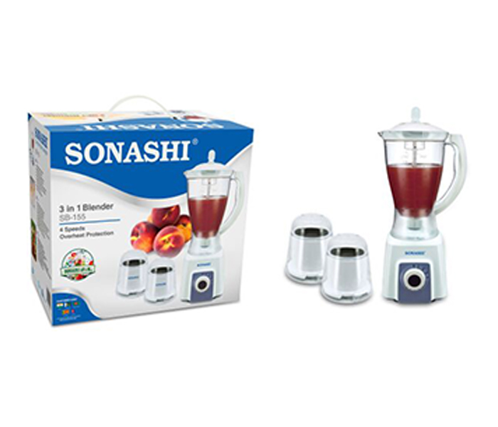 Sonashi SB-155 3-in-1 Stand Blender with Unbreakable Jar & Mill - White - Zoom Image 3