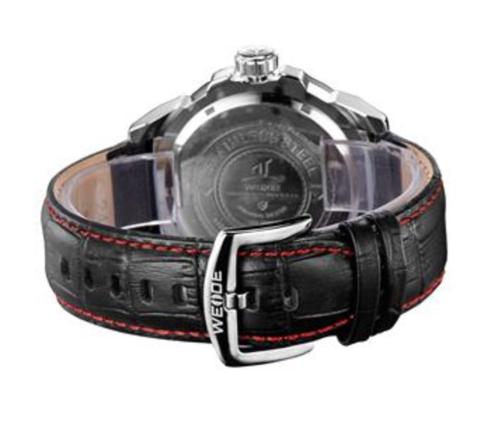 Weide UV 1605LB Mens Analog and Complete Calendar Watch Black and Red - Zoom Image 3