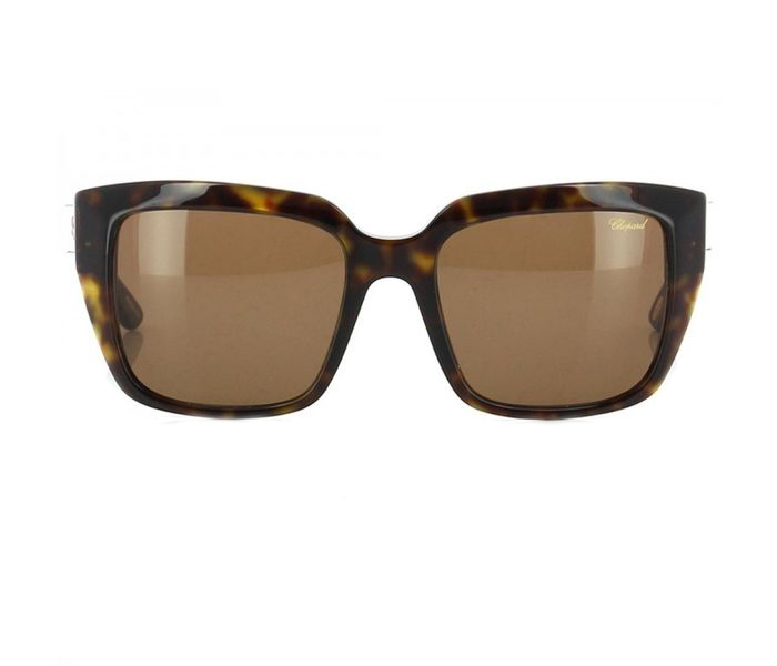 Chopard SCH187S 0722 Rectangle Shiny Dark Havana Frame & Brown Mirrored Sunglasses for Women - Zoom Image 2