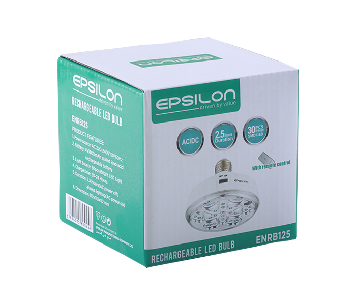 Epsilon ENRB125 Rechargeable LED Energy Saving Bulb with Remote Control - White - Zoom Image 2