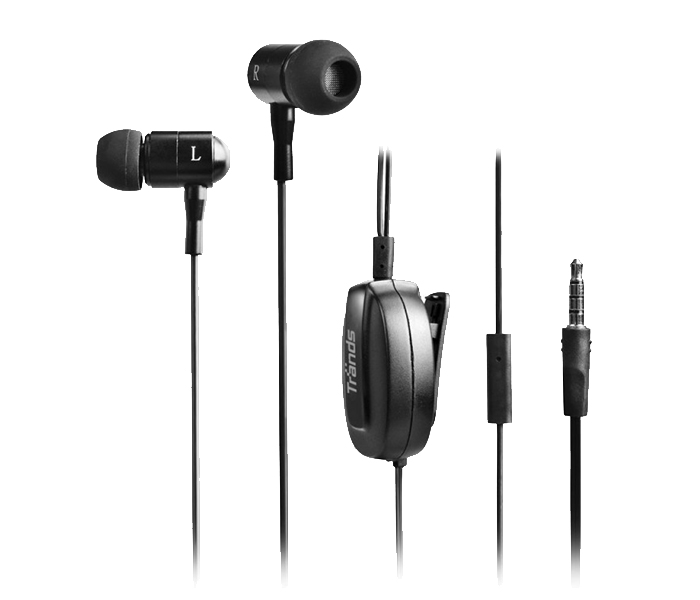 Trands TR-HS6543 3.5 mm In Ear Retractable Headset - Black - Zoom Image 3