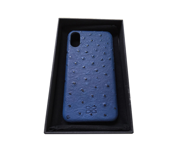 Bouletta UJ-DE08 Ostrich Genuine Leather Case for Apple iPhone X &amp; XS - Blue - Zoom Image 1