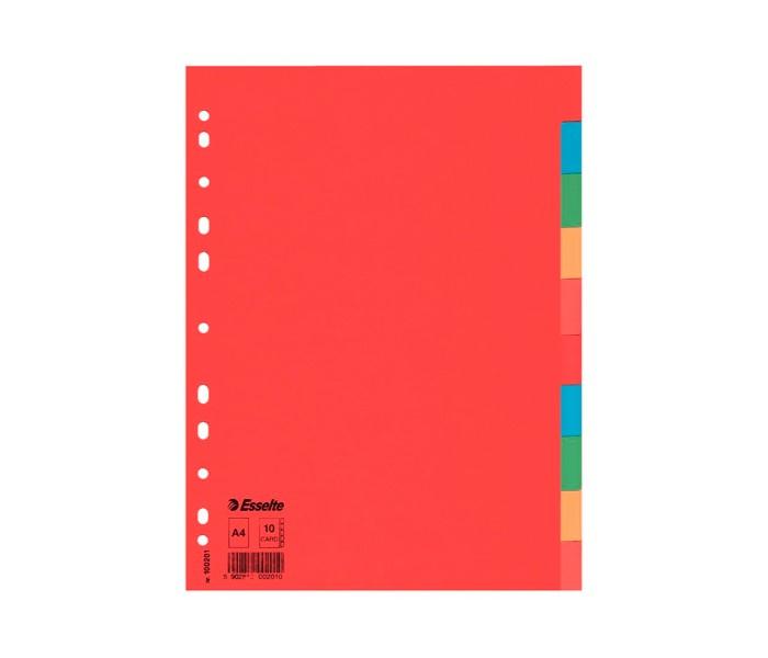 Esselte 100201 A4 10 Tabs Divider Card Assorted - Zoom Image