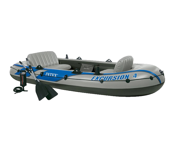 Intex ZX-68324 Inflatable Excursion 4 Persons Portable Boat Set with Oars - Grey - Zoom Image 3