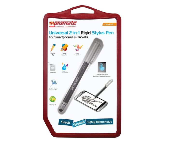 Promate Lami-2 Universal 2-in-1 Rigid Stylus Pen for Smartphones & Tablets - White - Zoom Image 2