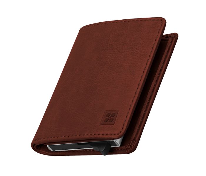 Promate RFIDWallet Ultra Slim Bifold Leather Wallet, Brown - Zoom Image 8