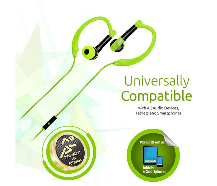 Promate Gaudy Universal Vibrant In Ear Sweatproof Gear Buds Headphones with Noise Cancelling, Green - Zoom Image 4