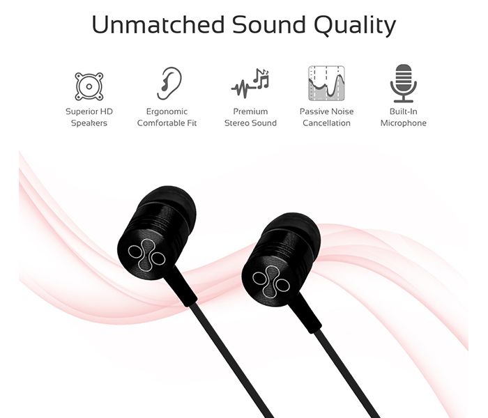 Promate Meta Universal In Ear Noise Isolation Stereo Earphone - Black - Zoom Image 2