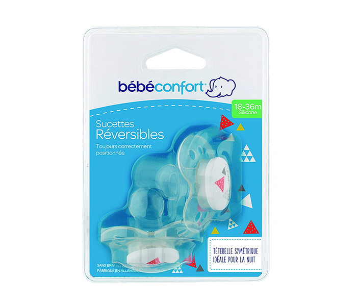 Bebe Confort 3104201040 Sport Reversible Silicone Dummy - Grey, 2 Pieces - Zoom Image 1