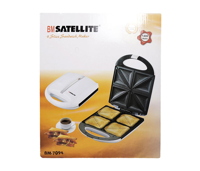 BM Satellite BM-7094 4 Slice Sandwich Maker, White - Zoom Image 3