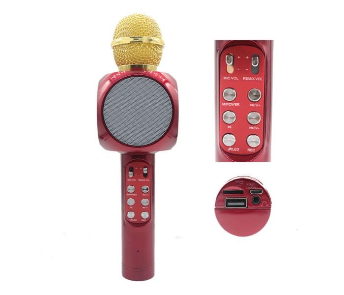 Wster Handheld KTV Wireless Microphone WS-1816 , Wifi Speaker Supports FM Radio, Karaoke, USB & TF Card, Red - Zoom Image 1