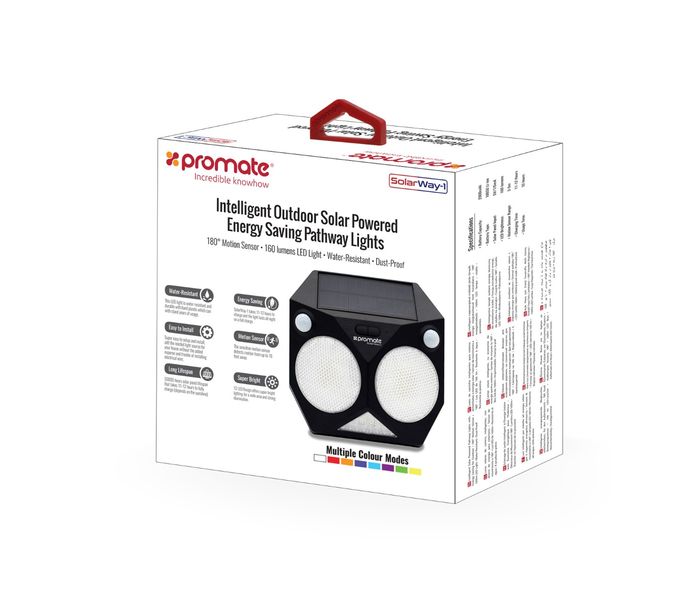 Promate SolarWay-1 Intelligent Solar Powered Pathway Lights with Energy Saving for Outdoor, Black - Zoom Image 6