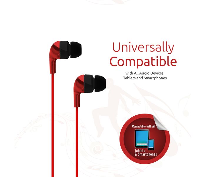 Promate Chrome Metallic Multifunction Stereo Headphones with Microphones, Red - Zoom Image 4