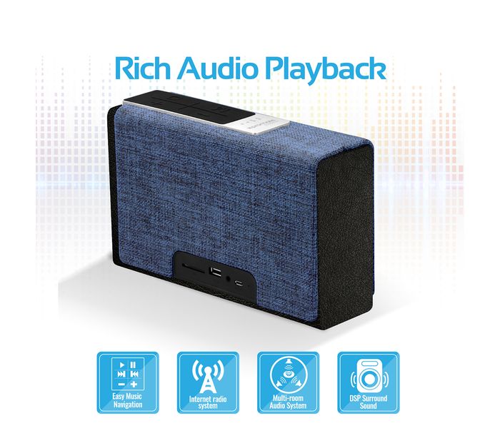 Promate Streambox-Xl Portable Fabric Wireless Speaker with Internet Radio - Blue - Zoom Image 1