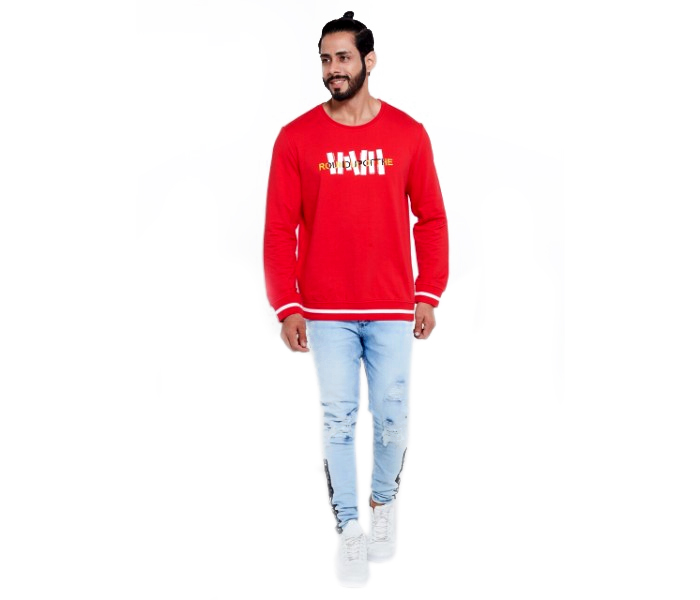 Petro OU10035 Solid Crew Neck Sweat Shirt 2XL- Red - Zoom Image 3