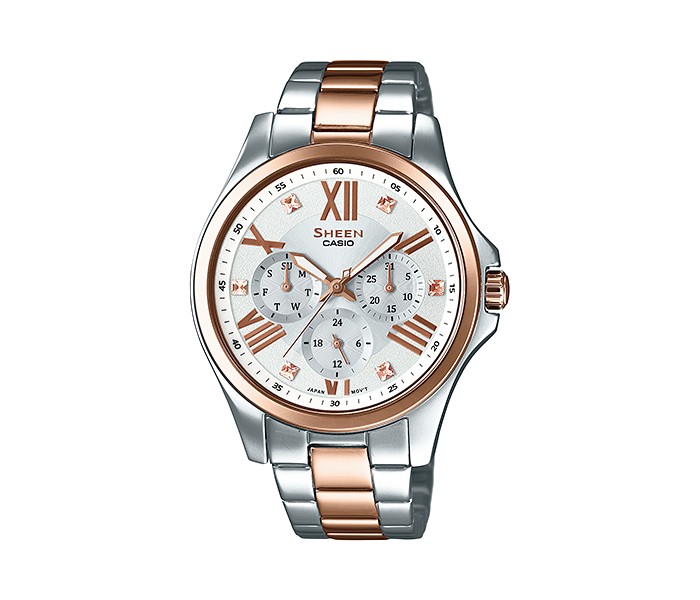 Casio Sheen SHE3806SPG-7AUDR Womens Analog Watch Silver and Rosegold - Zoom Image