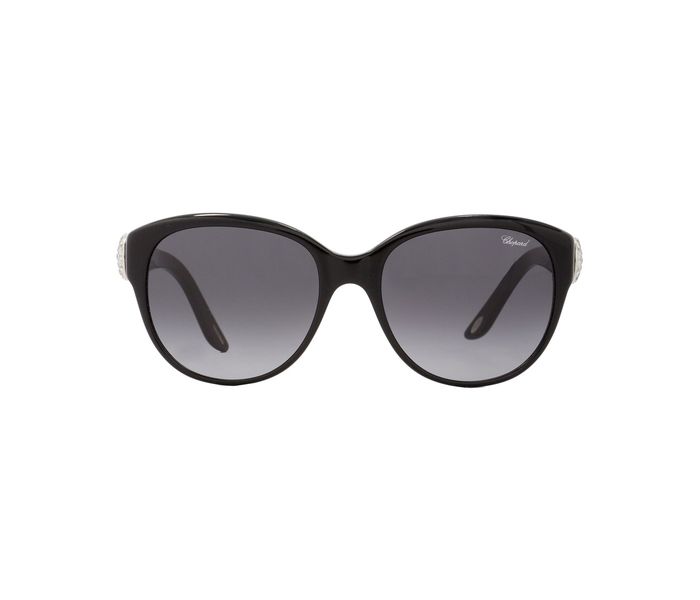 Chopard SCH185S 0700 Oval Shiny Black Frame & Smoked Grey Gradient Mirrored Sunglasses for Women - Zoom Image 1