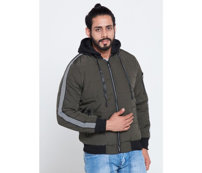 Petro OU10085 Mens Striped Bomber Jacket L-Green - Zoom Image 2