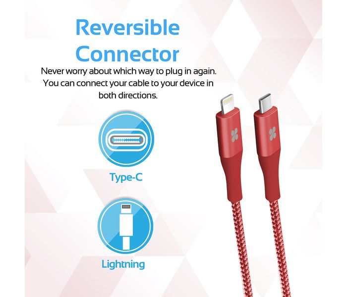 Promate UniLink-LTC2 USB Type-C OTG Cable with Lightning Connector - Red - Zoom Image 7