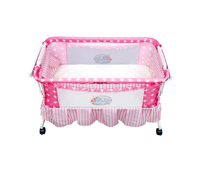 Baby Plus BP6599 Baby Crib with Retractable Hood - Pink - Zoom Image 1