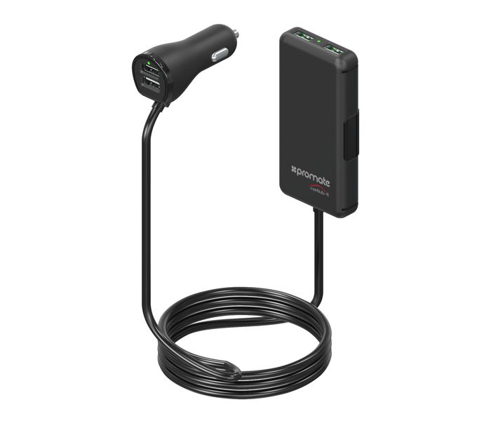 Promate CarHub-4 7.2A Heavy Duty Car Charger, Black - Zoom Image 6