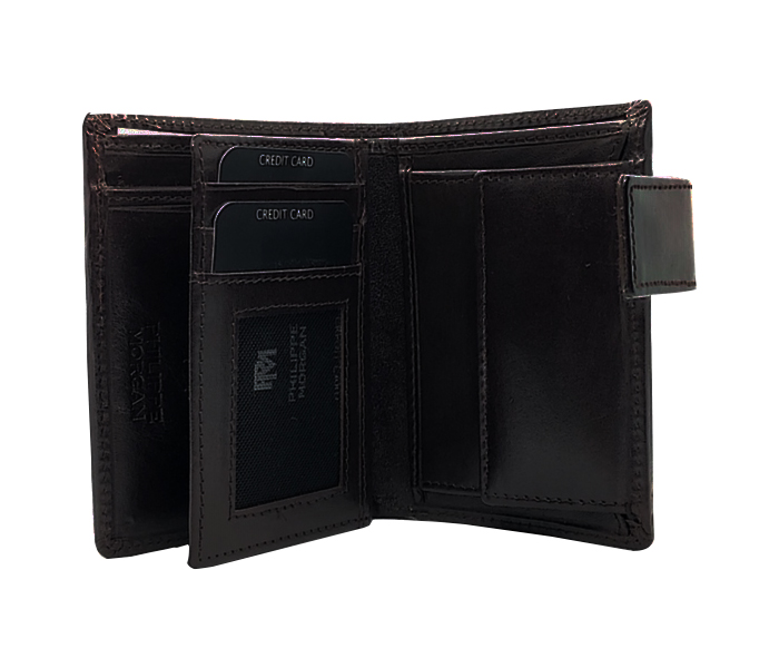 Philippe Morgan PM018 Men Leather Bifold Wallet - Dark Brown - Zoom Image 1