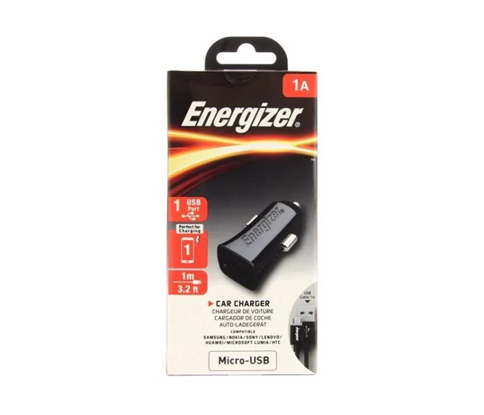 Energizer DCA1ACMC3 Classic Car Charger with 1 USB & Micro USB Cable - Black - Zoom Image 2