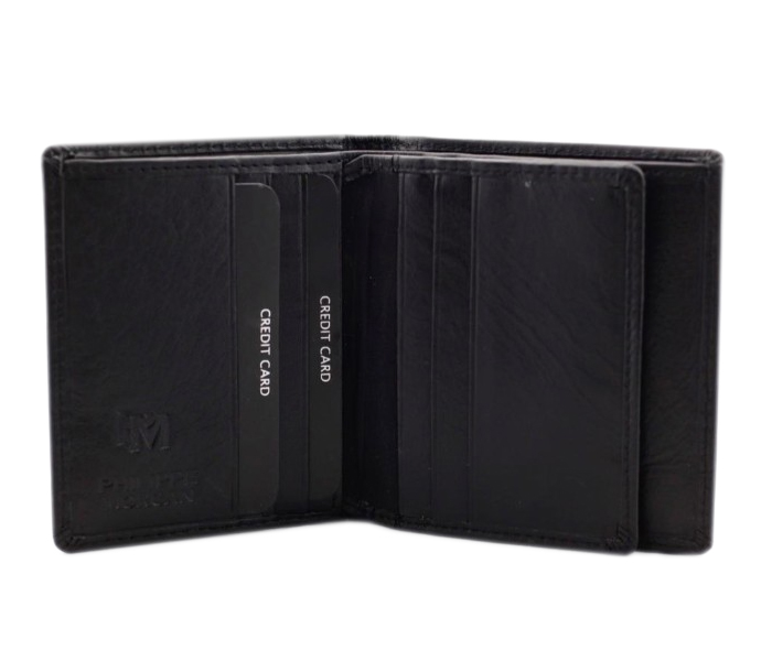 Philippe Morgan PM007 Men Leather Bifold Wallet Black - Zoom Image 3