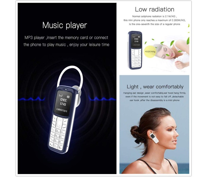 L8 Star 2 in 1 Mobile Phone 0.66 inch OLED  and detachable Bluetooth clip with Dialer Voice Changer and MP3 Music Player BM-30 Assorted - Zoom Image 2