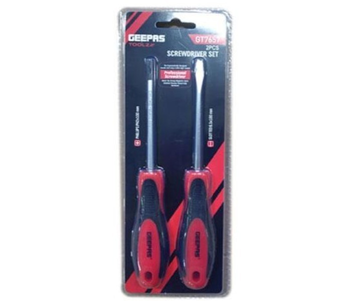 Geepas GT7657 2 Pcs Screwdriver Set Black and Red - Zoom Image