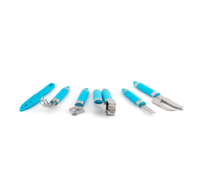 DND DD14393 Kitchen Tools Set 6 Pieces Silver and Blue - Zoom Image 1