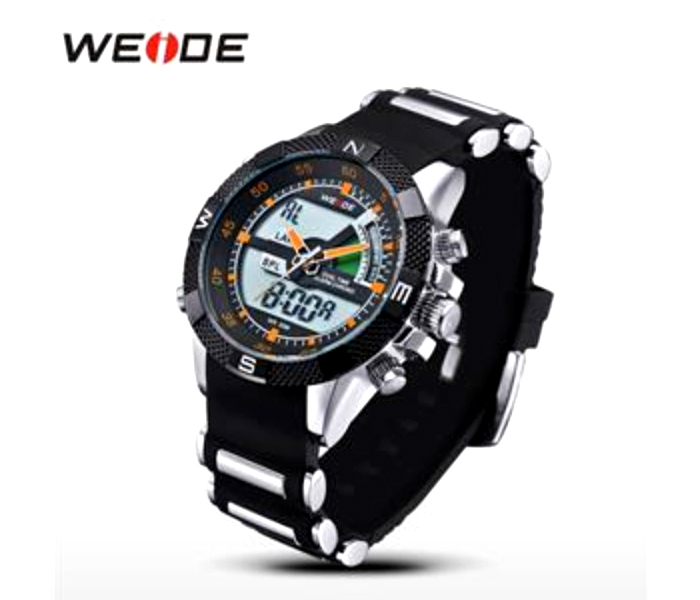 Weide WH 1104PU Mens Digital and Analog Watch Black and Orange - Zoom Image 4