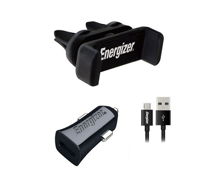 Energizer CKITB1ACMC3 Car Charging Kit with 1 Clipped & Micro USB Cable - Black - Zoom Image 2