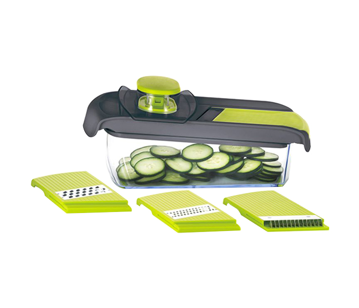 Royalford RF8743 8-in-1 Adjustable Mandolin Slicer - Green & Grey - Zoom Image