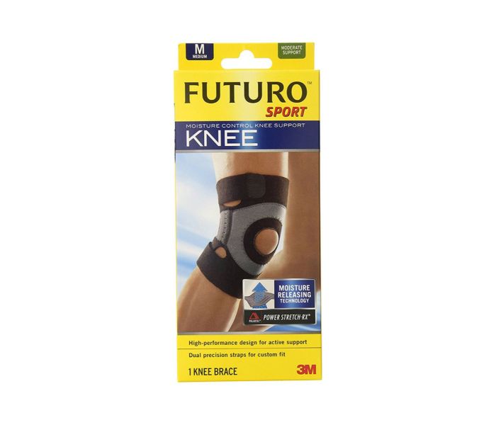 Futuro N14696127A Sport Moisture Control Knee Support Medium For Unisex Black and Grey - Zoom Image 2