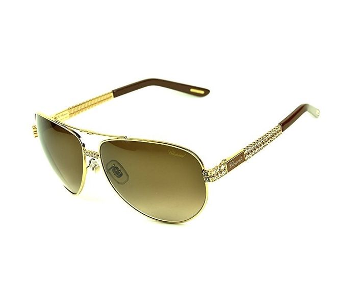 Chopard SCHB24S 0R26 Oval Shiny Rose Gold Frame & Grey Mirrored Sunglasses for Women - Zoom Image