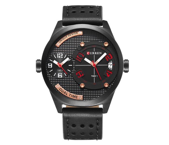 Curren 8252 Dual Quartz Watch For Men Black - Zoom Image