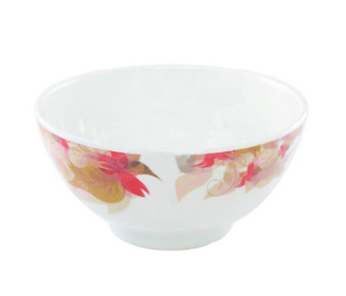 Royalford RF5106 9-inch Melamine Ware Soup Bowl Flower Carnival - White - Zoom Image