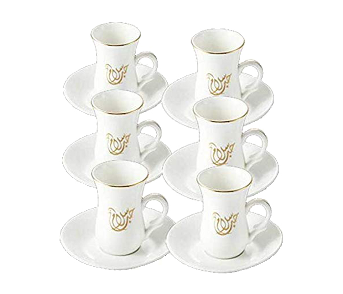 Royalford RF5727 12 Pieces New Bone China Round Cup Set - White - Zoom Image