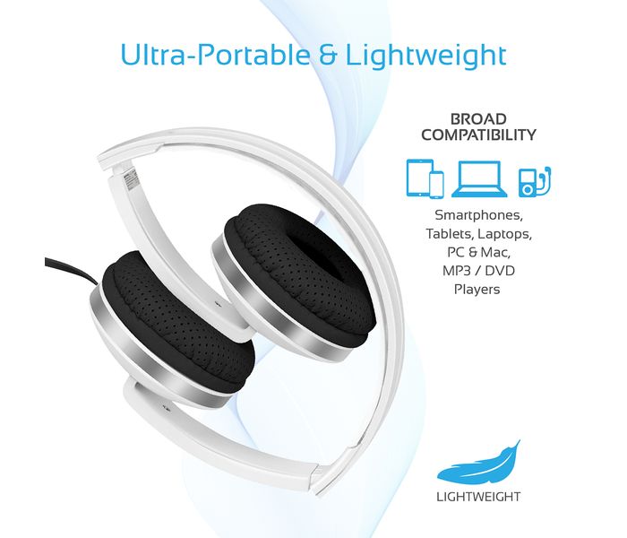 Promate Swing Dynamic On-Ear Stereo Headset with Hi-Fi Sound,White - Zoom Image 3