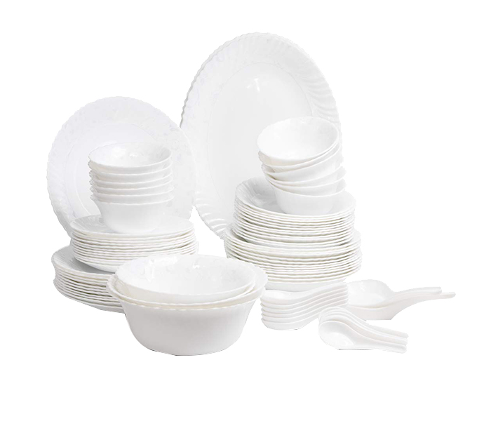 Royalford RF7375 82 Pieces Round Opal Ware Dinner Set - White - Zoom Image 6