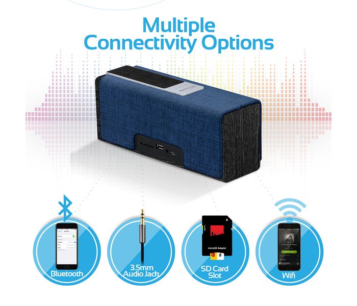 Promate Streambox-L Portable Fabric Wireless Speaker with Internet Radio - Blue - Zoom Image 6