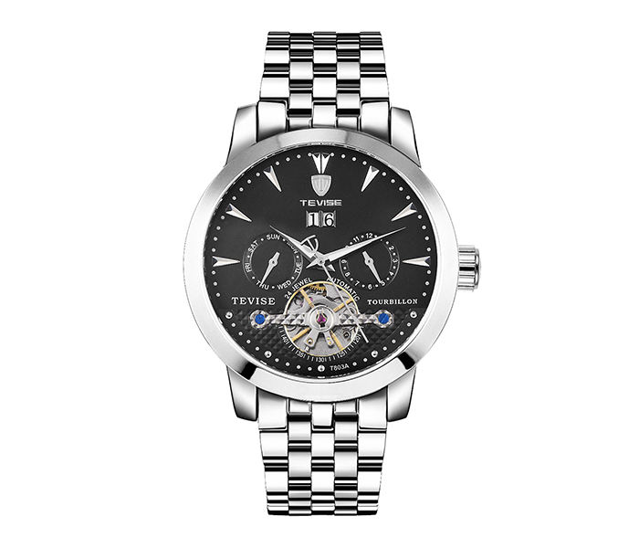 Tevise T803A Skeleton Men's Automatic Watch - Black - Zoom Image